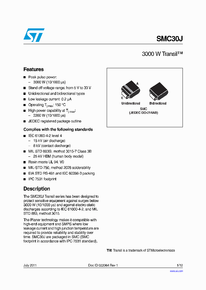 SMC30J13A_6938734.PDF Datasheet