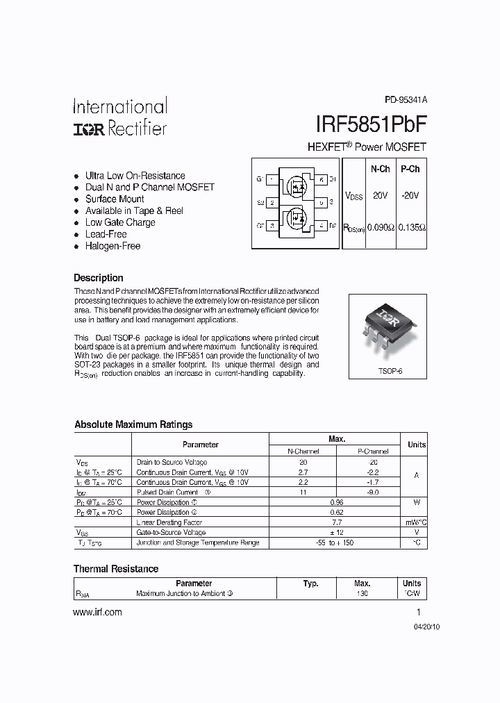IRF5851TRPBF_6939388.PDF Datasheet