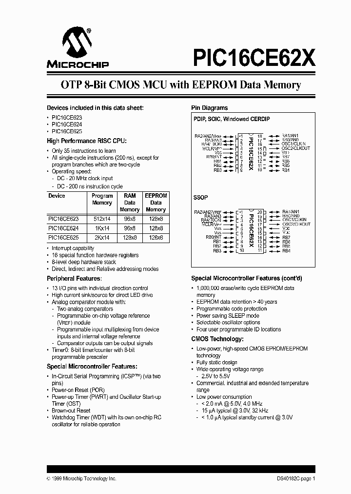 PIC16CE623T-20ISO_6768282.PDF Datasheet