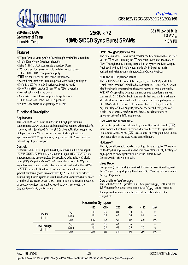 GS8162V72CGC-300IT_6901699.PDF Datasheet