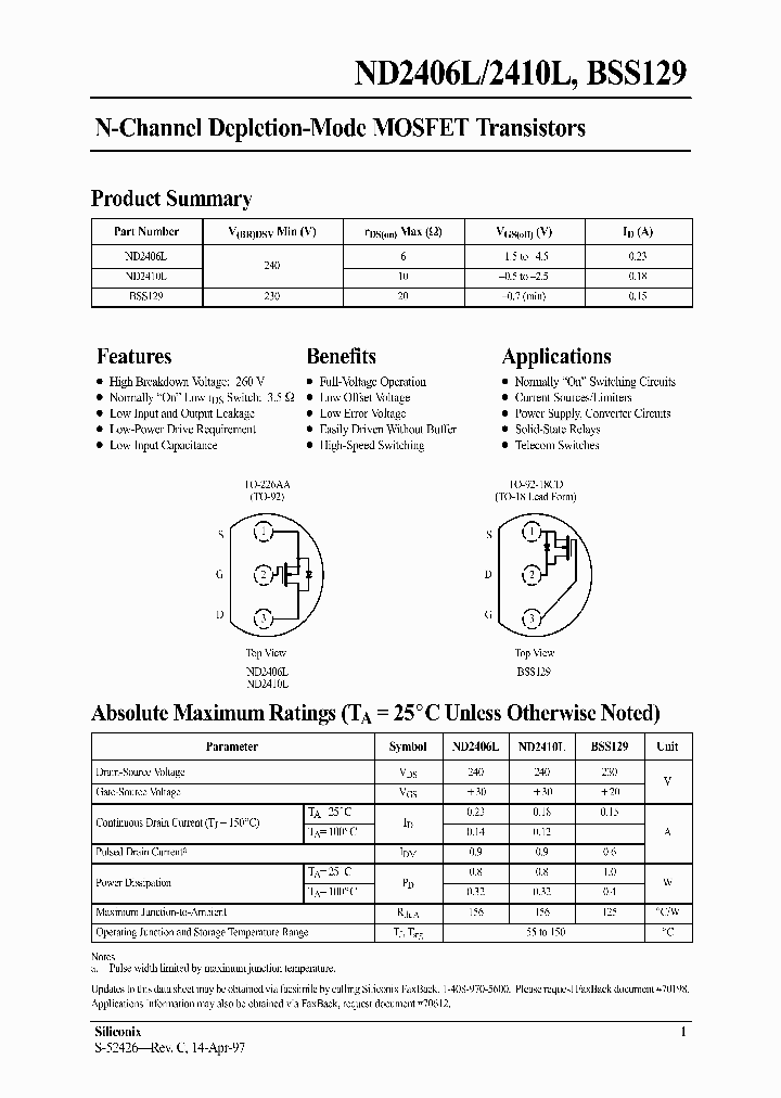 BSS129-TR1_6904378.PDF Datasheet