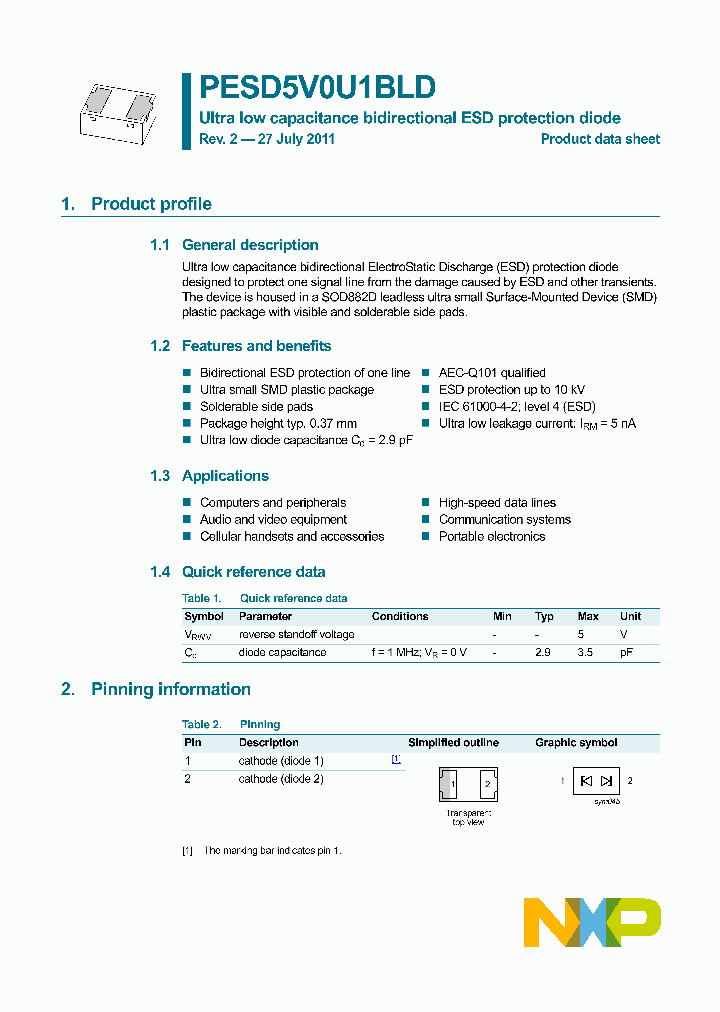 PESD5V0U1BLD_6913637.PDF Datasheet