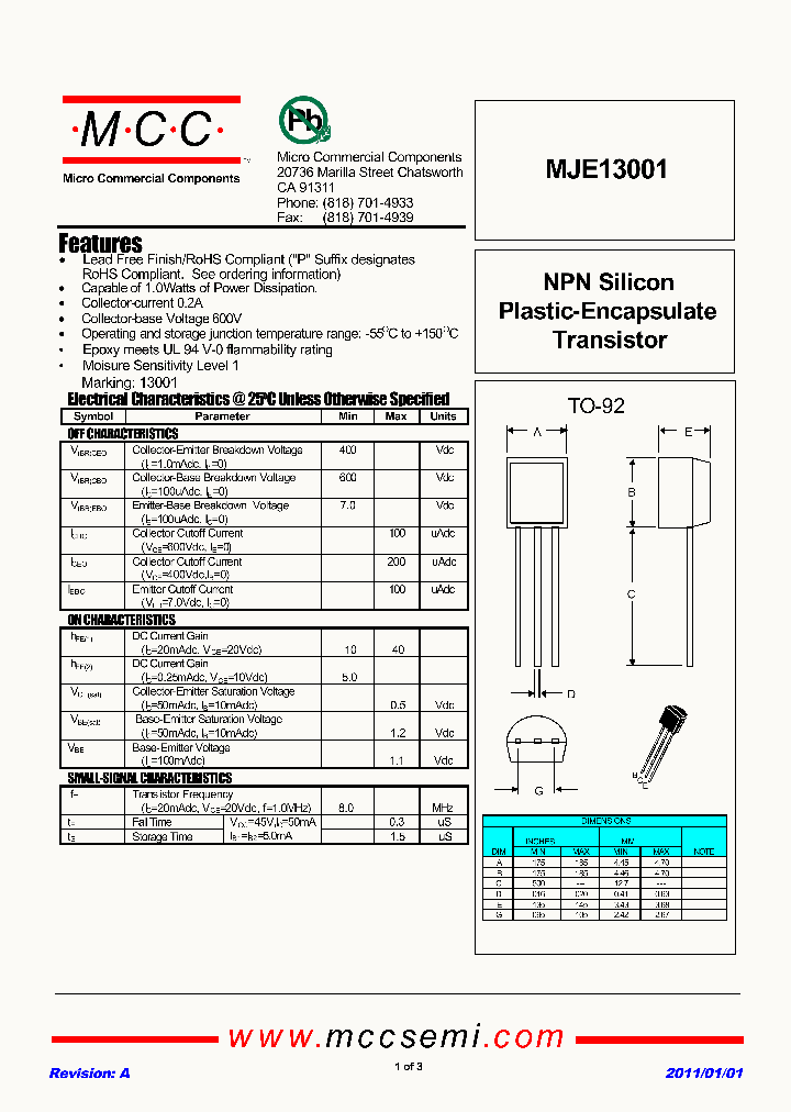 MJE13001_6961860.PDF Datasheet