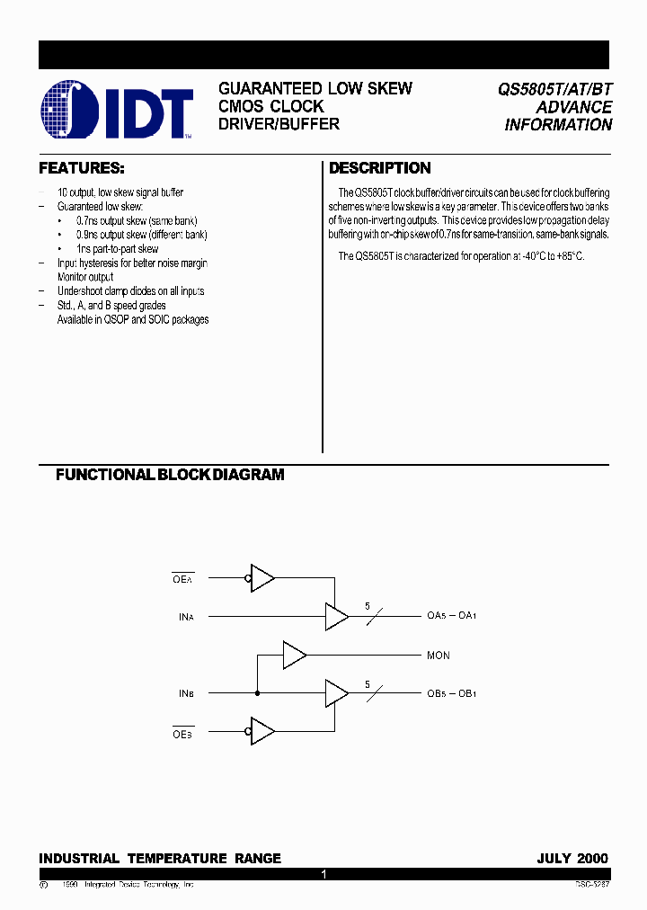 IDTQS5805ATSO_6951712.PDF Datasheet