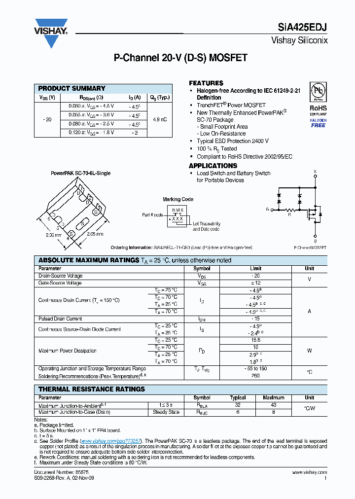 SIA425EDJ-T1-GE3_6973299.PDF Datasheet