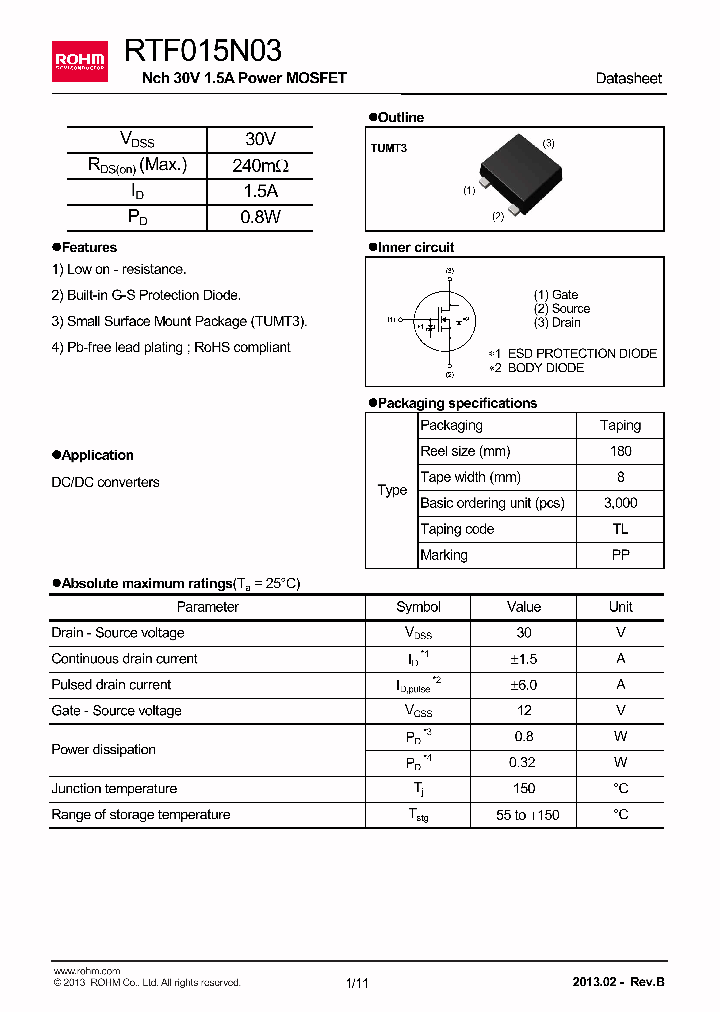 RTF015N03TL_6973871.PDF Datasheet