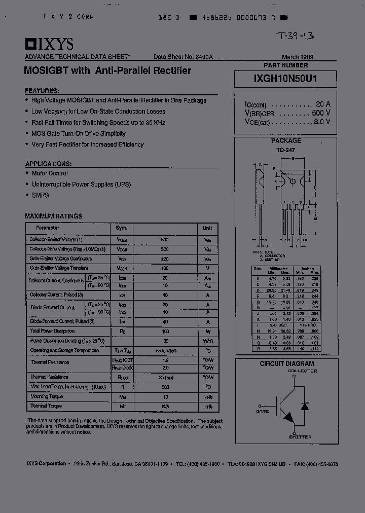IXGH10N50U1_6983277.PDF Datasheet
