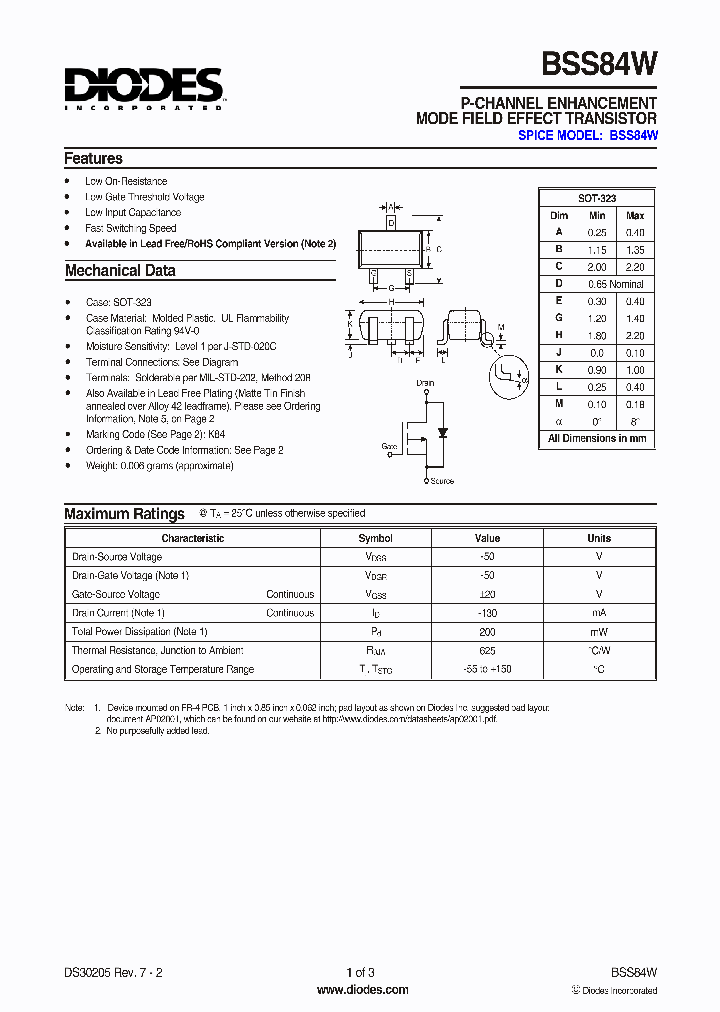 BSS84W-7_7022768.PDF Datasheet