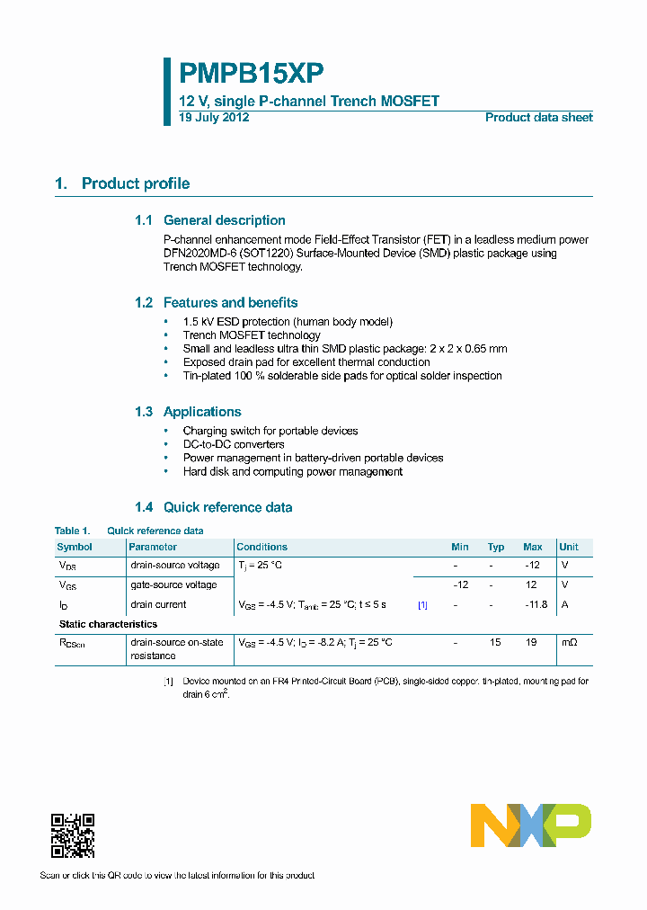 PMPB15XP_7102980.PDF Datasheet