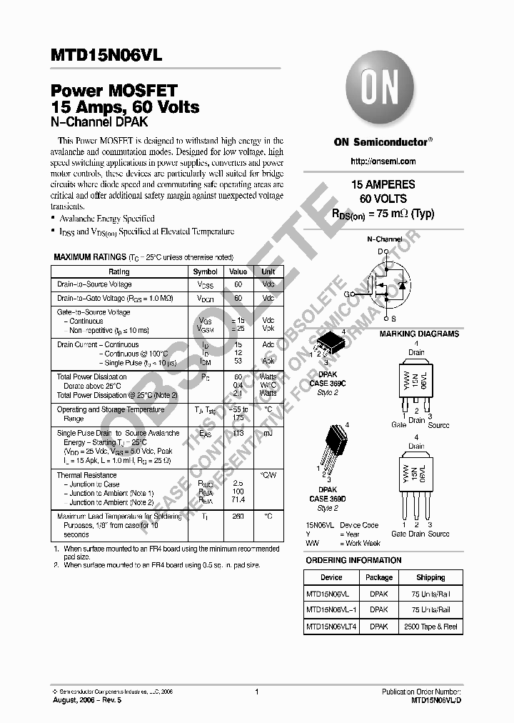 MTD15N06VL_7150290.PDF Datasheet