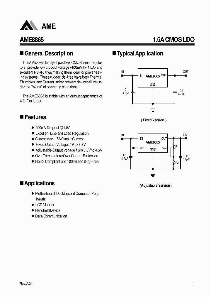 AME8865ACS100_7166282.PDF Datasheet