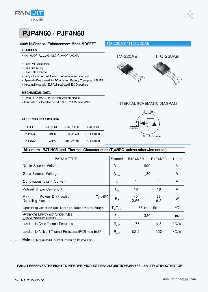 PJP4N60_7192903.PDF Datasheet