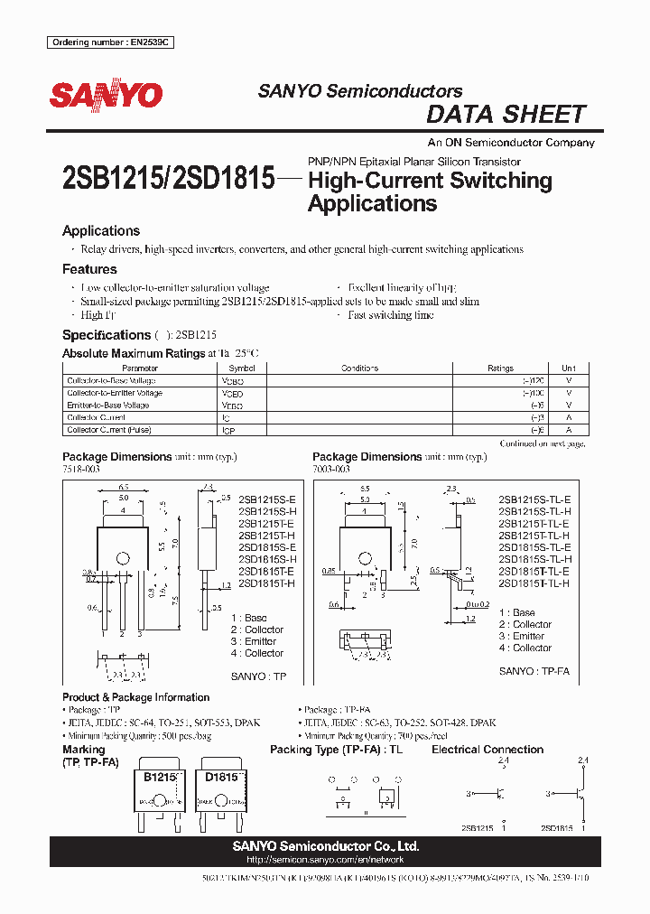2SD1815S-TL-H_7228812.PDF Datasheet