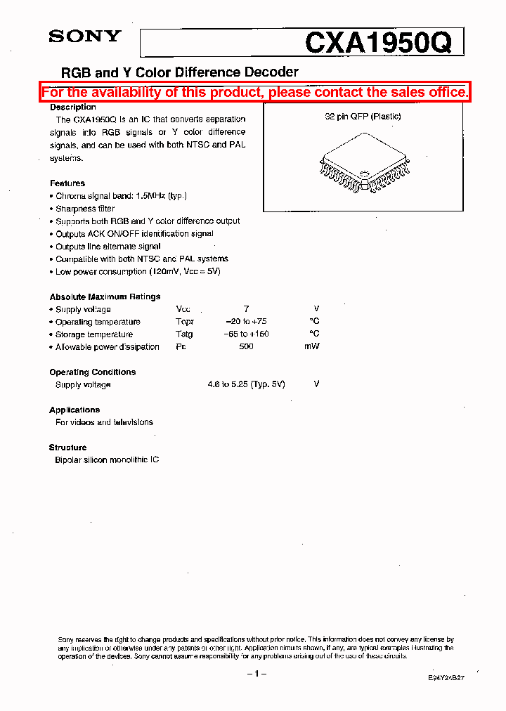 CXA1950Q_7235988.PDF Datasheet