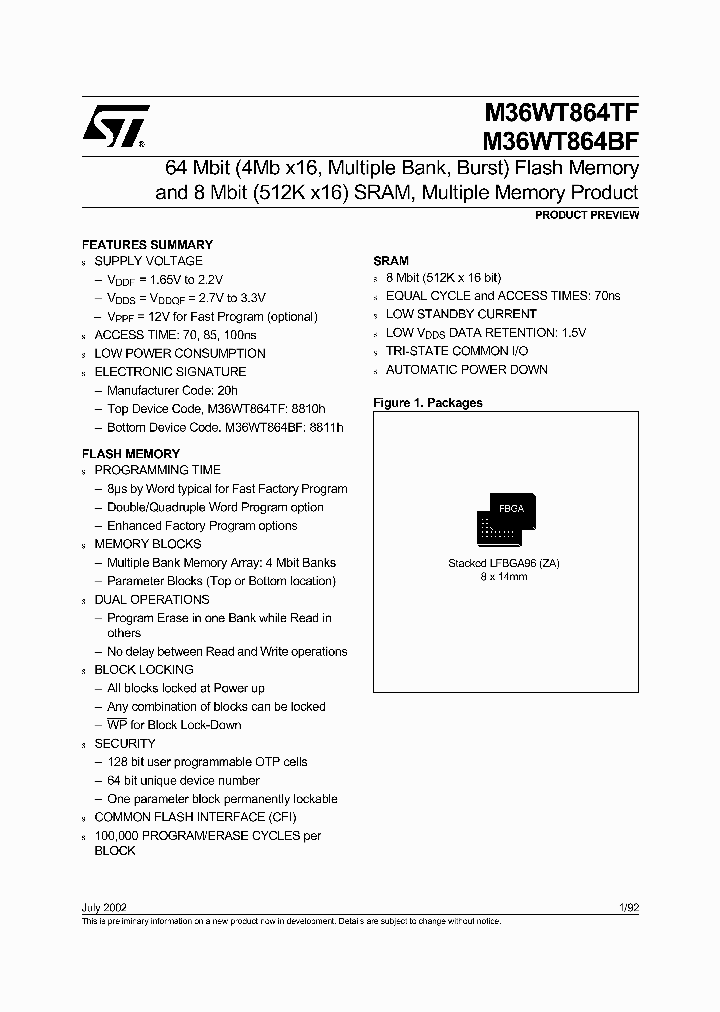 M36WT864BF10ZA6_7240421.PDF Datasheet