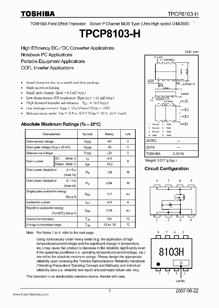 TPCP8103-H_7247387.PDF Datasheet