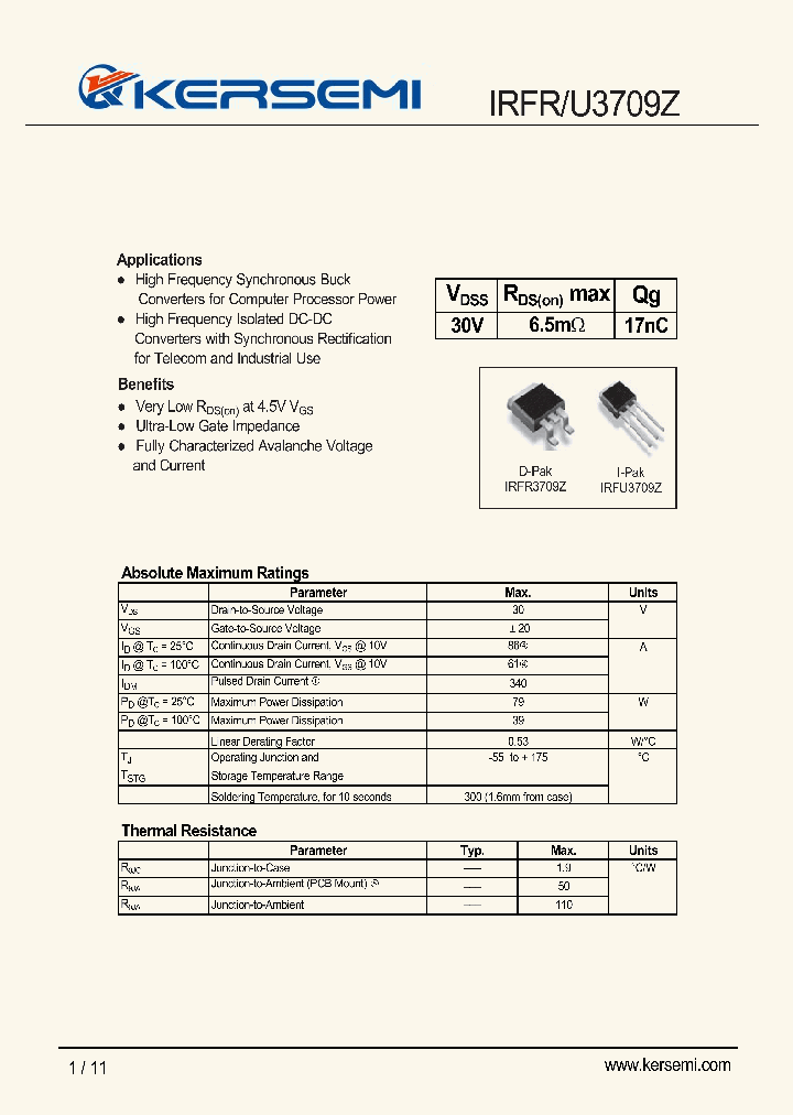 IRFRU3709Z_7284213.PDF Datasheet