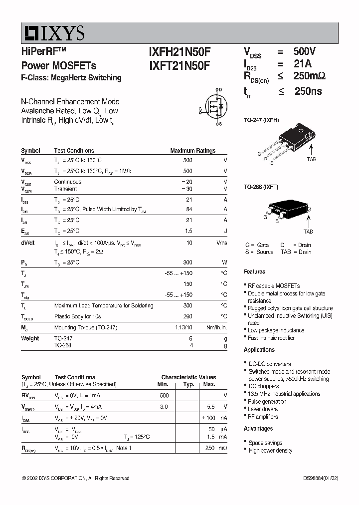 IXFH21N50F_7290984.PDF Datasheet