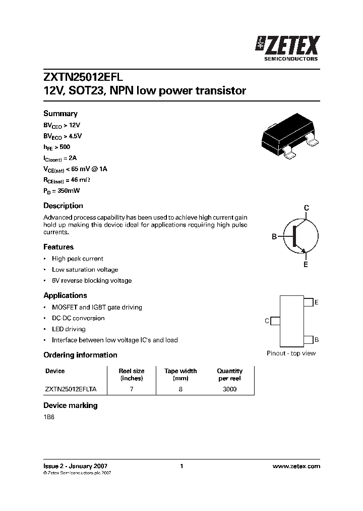 ZXTN25012EFL_7302662.PDF Datasheet