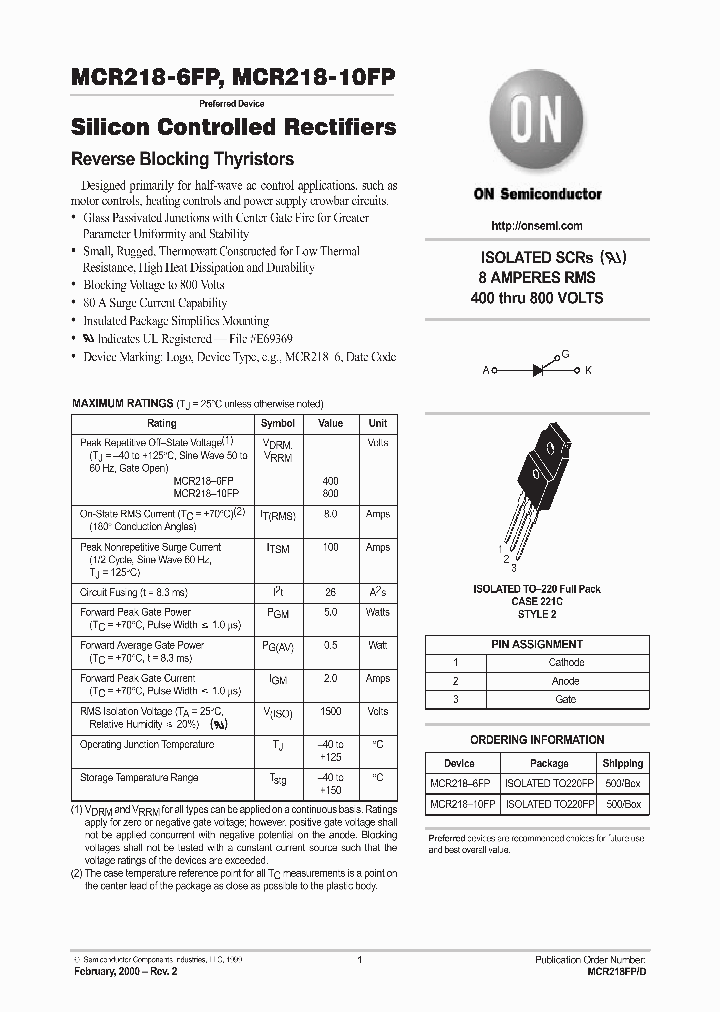 MCR218-6FP_7349291.PDF Datasheet