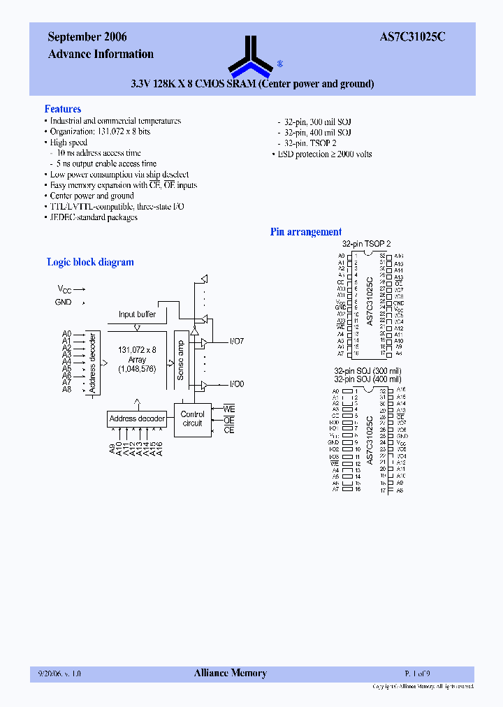 AS7C31025C-10JIN_7387679.PDF Datasheet