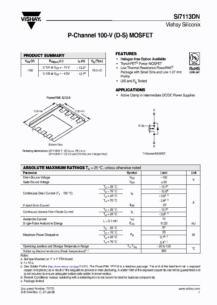 SI7113DN-T1-E3_7401562.PDF Datasheet