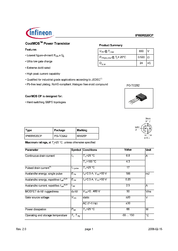 IPI60R520CP_7495069.PDF Datasheet