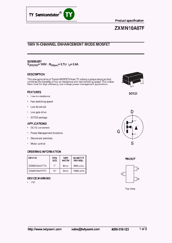 ZXMN10A07FTA_7495930.PDF Datasheet