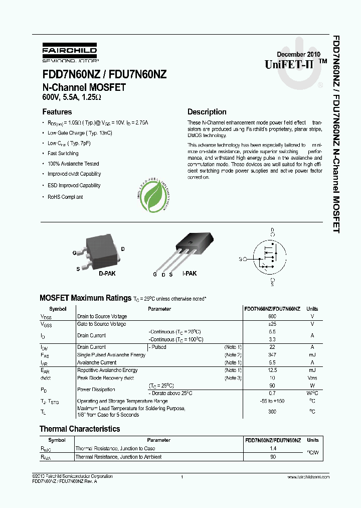 FDD7N60NZ10_7500077.PDF Datasheet