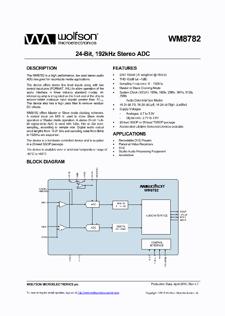 WM8782SEDSRV_7511500.PDF Datasheet