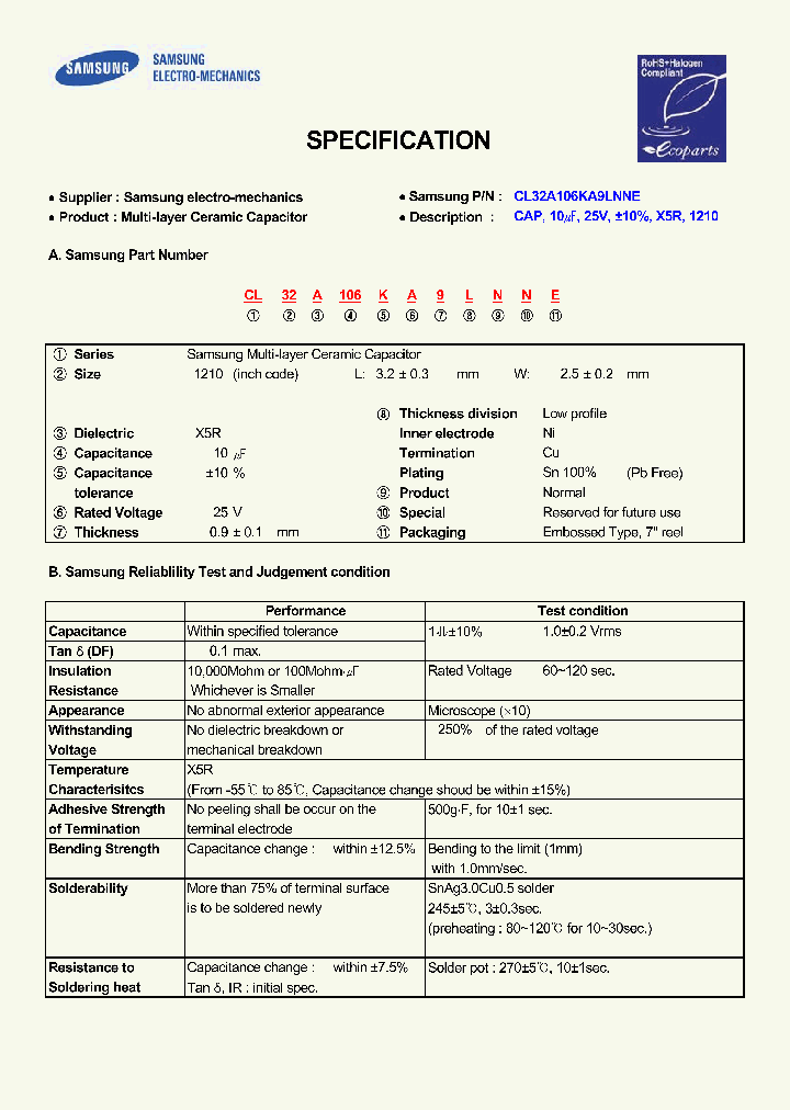 CL32A106KA9LNNE_7537380.PDF Datasheet