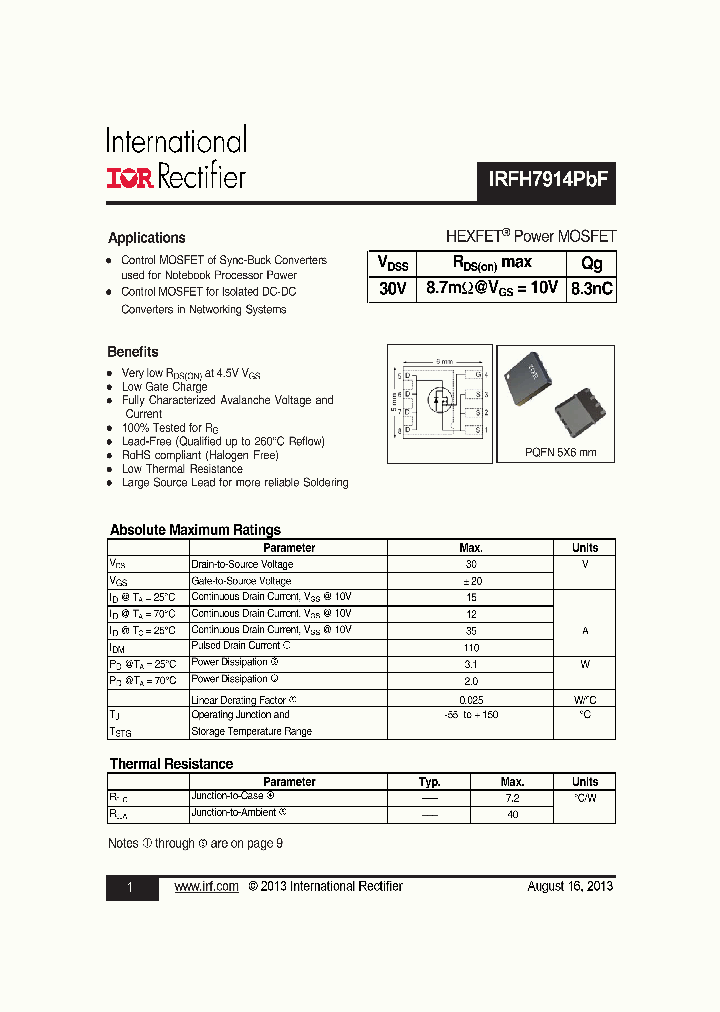 IRFH7914PBF_7548033.PDF Datasheet