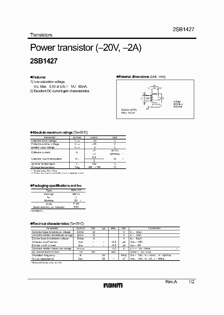 2SB1427T100E_7549432.PDF Datasheet