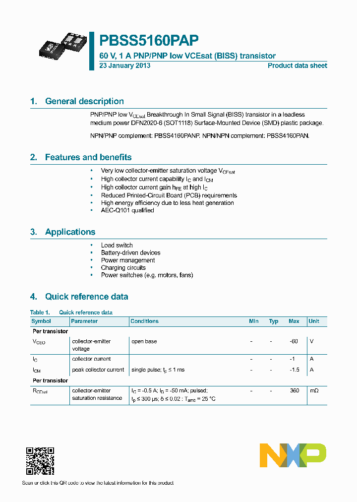 PBSS5160PAP_7574560.PDF Datasheet