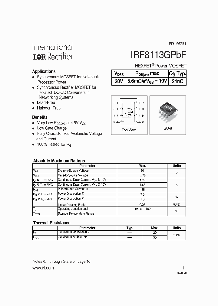 IRF8113GPBF_7592509.PDF Datasheet