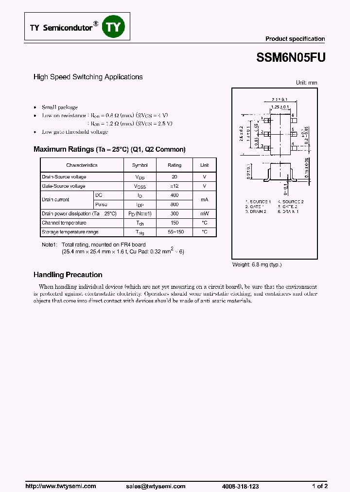 SSM6N05FU_7599497.PDF Datasheet