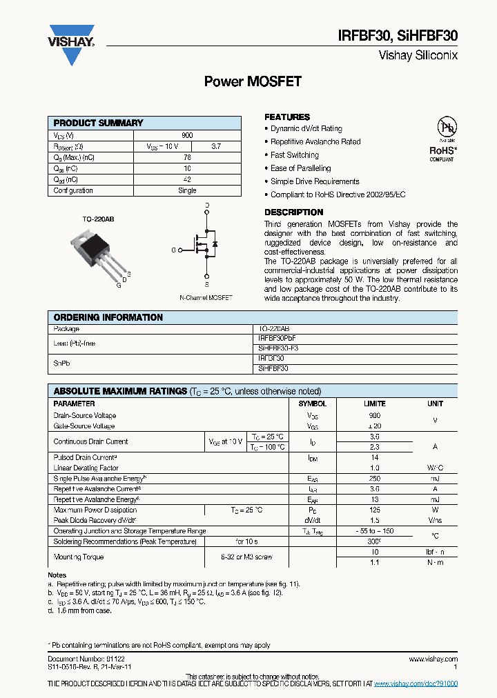 IRFBF30L_7600635.PDF Datasheet