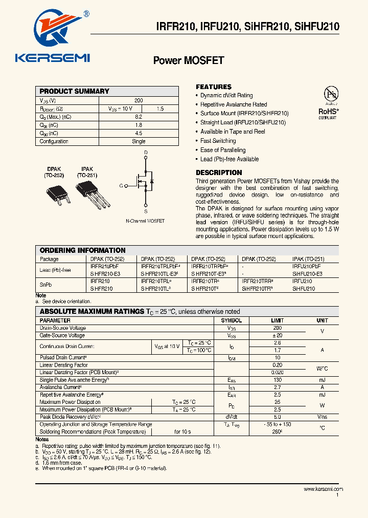 SIHFU210-E3_7611135.PDF Datasheet