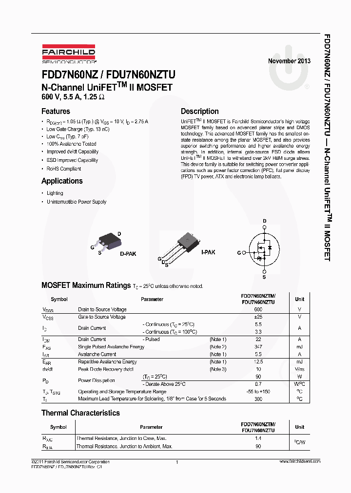 FDD7N60NZ_7611133.PDF Datasheet