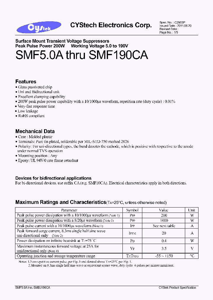SMF190A_7612209.PDF Datasheet