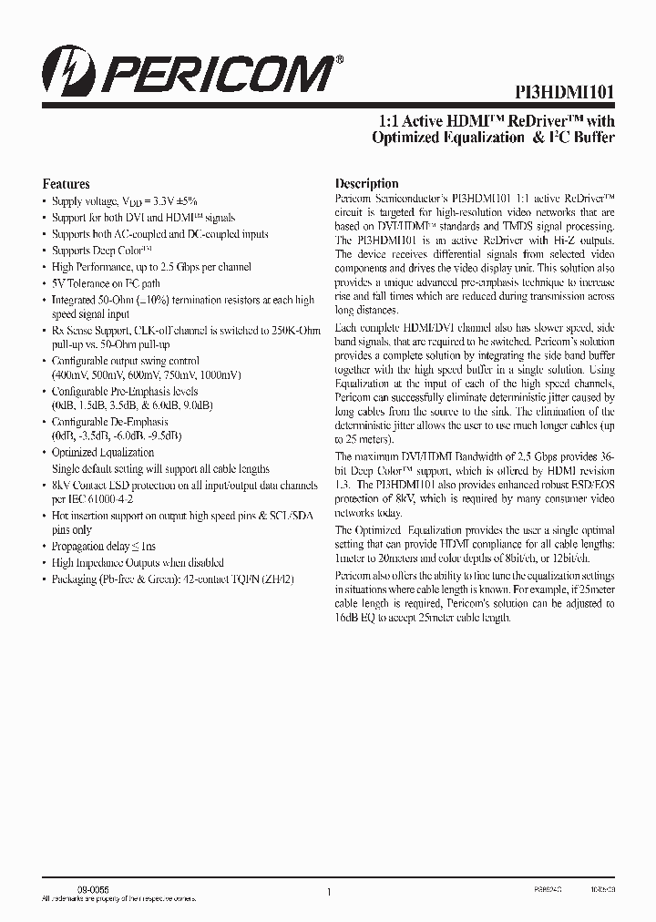 PI3HDMI101ZHEX_7626167.PDF Datasheet