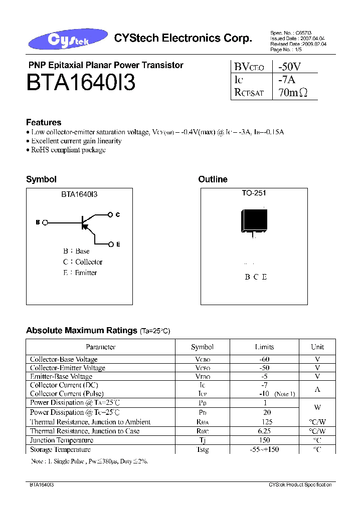 BTA1640I3_7627978.PDF Datasheet