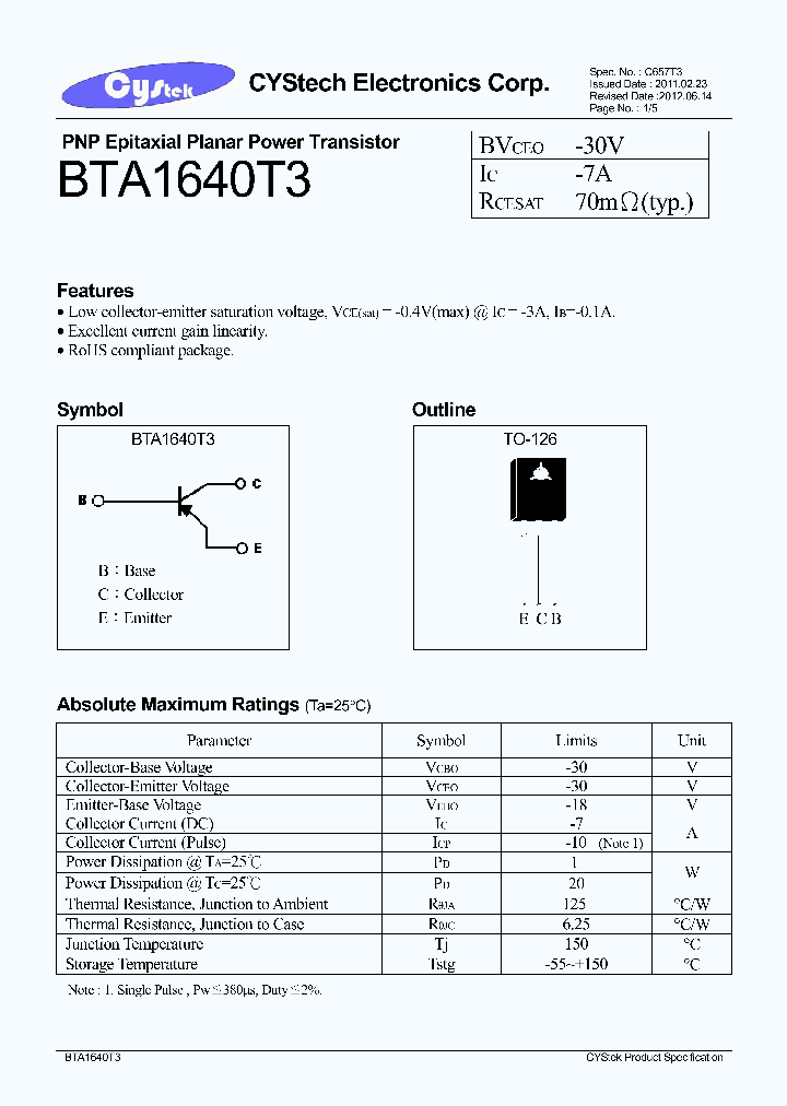 BTA1640T3_7627979.PDF Datasheet
