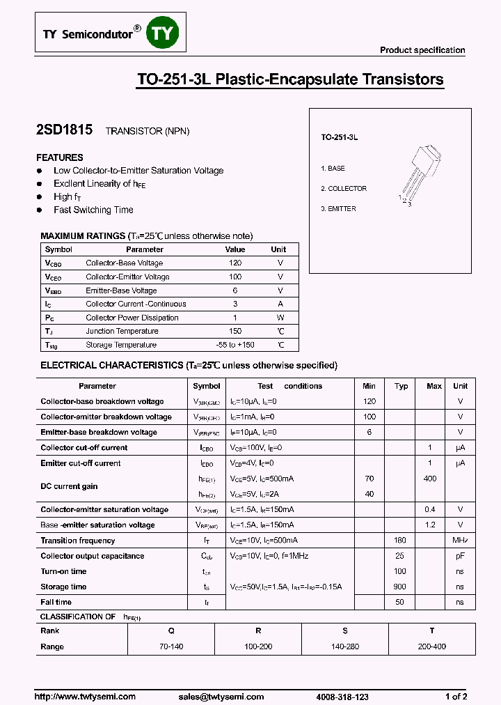 2SD1815-TO251-3L_7632238.PDF Datasheet