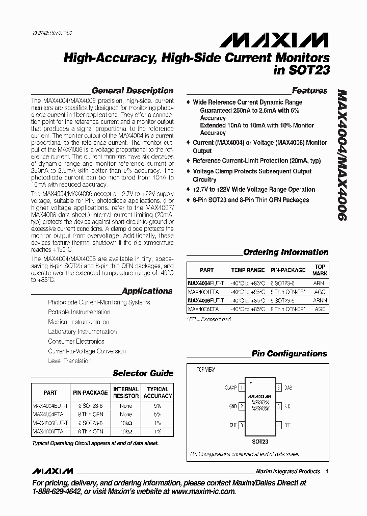 MAX4006ETA_7634374.PDF Datasheet