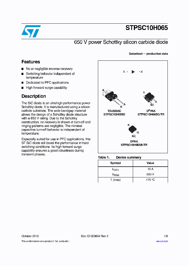 STPSC10H065_7641434.PDF Datasheet