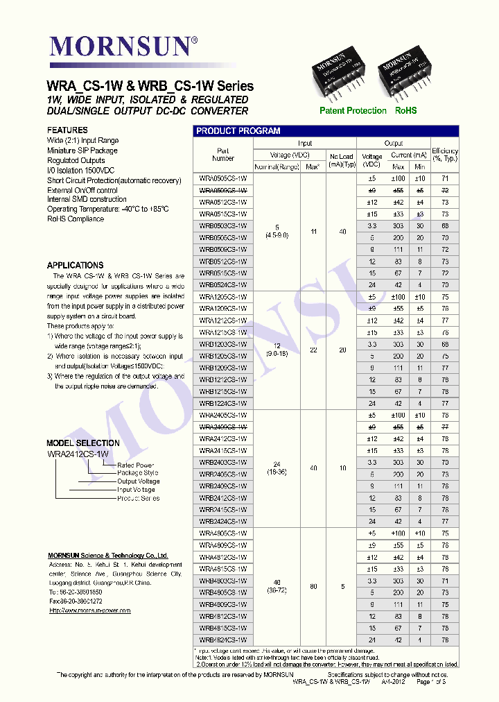 WRB0503CS-1W_7657802.PDF Datasheet