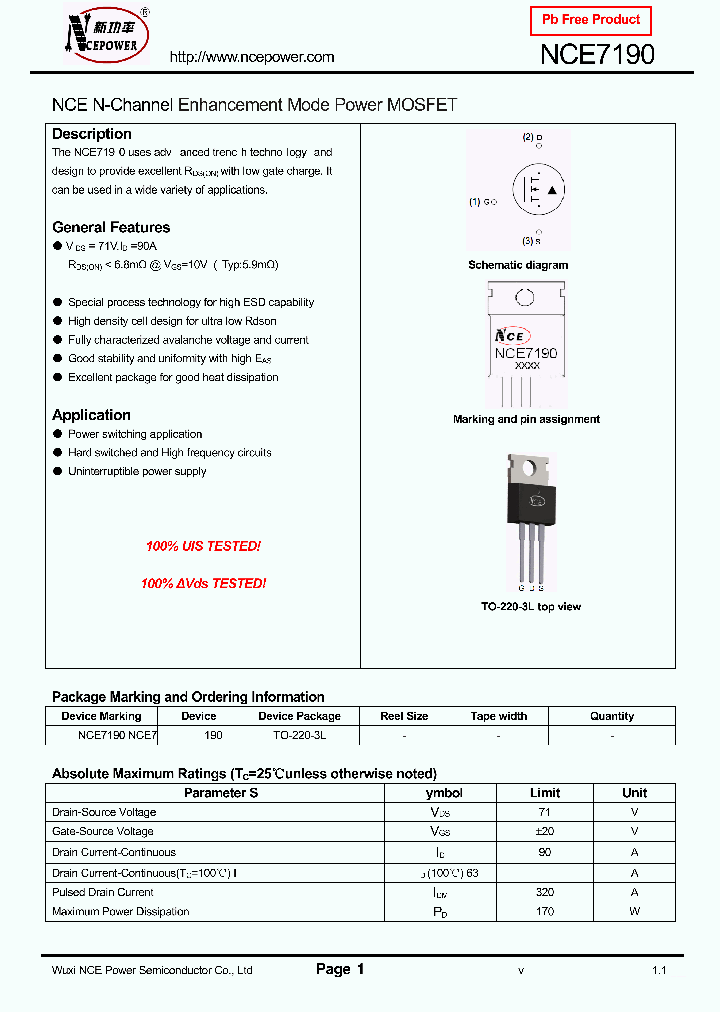 NCE7190_7672621.PDF Datasheet