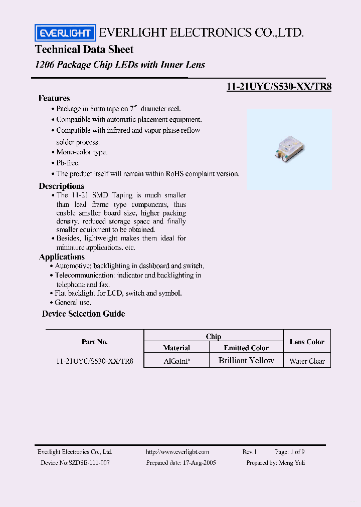 11-21UYC-S530-XX-TR8_7673636.PDF Datasheet