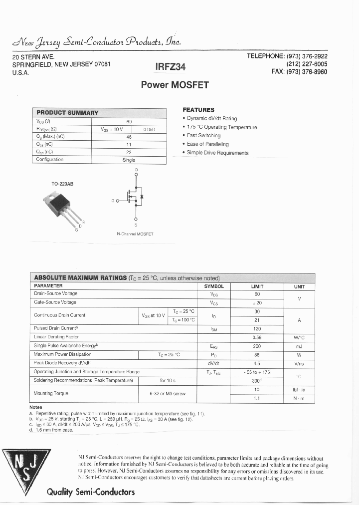 IRFZ34_7683695.PDF Datasheet